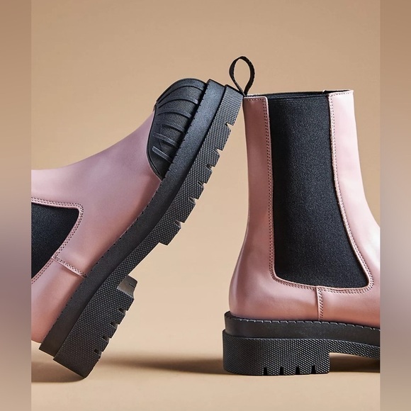 Anthropologie Maeve NEW Chelsea Boots Light Pink Genuine Leather Size 38 US 7 - Picture 3 of 12